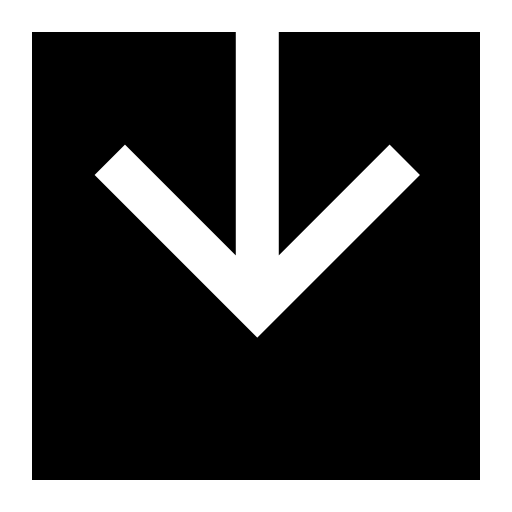 Arrow down inside a black square, IOS 7 interface symbol