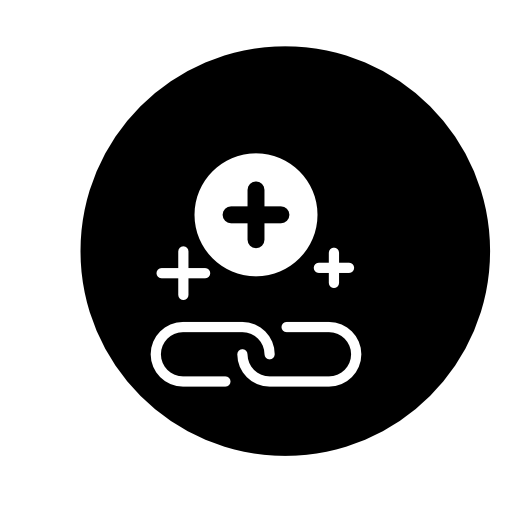 Chain links symbol with plus signs in a circle