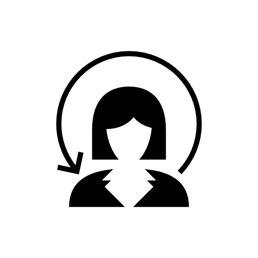 Woman close up with circular arrow
