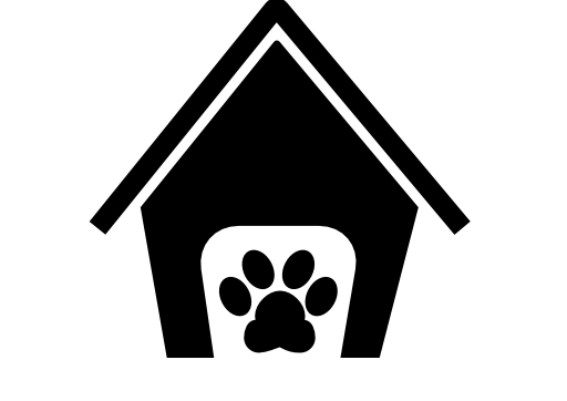 Pets hotel house sign with a paw