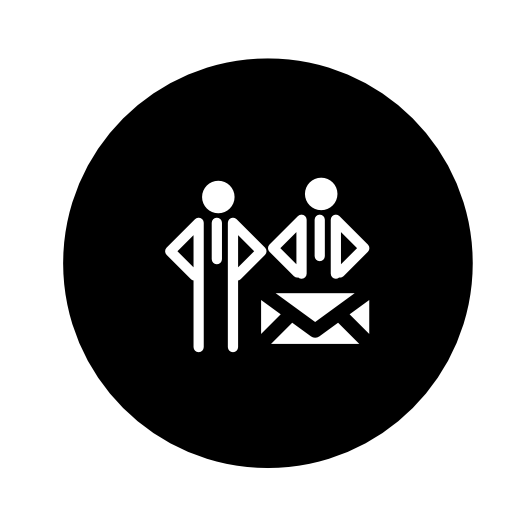 People mail symbol in a circle