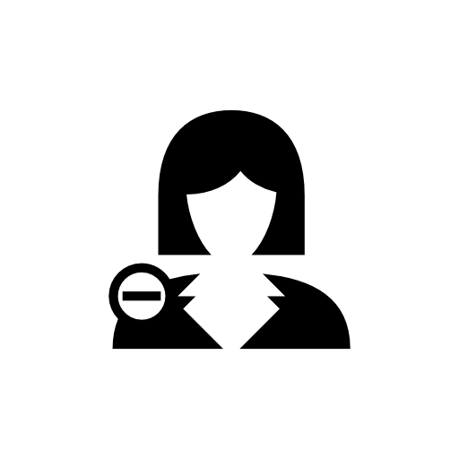 Female user close up with minus symbol