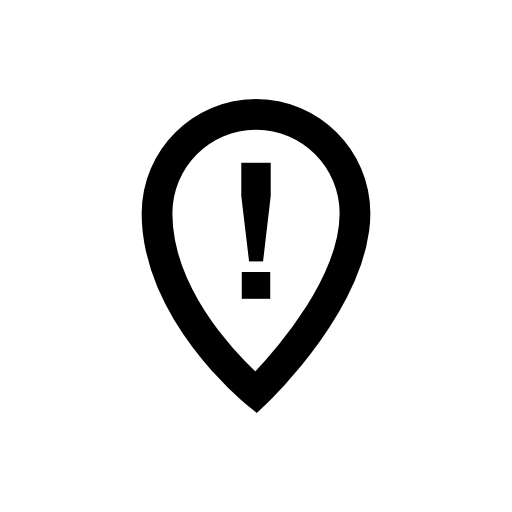 Place pointer with warning sign of exclamation