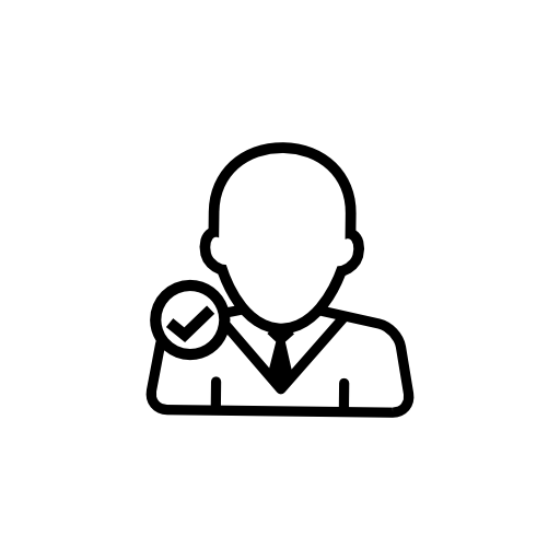 Businessman close up outline symbol for verified user for interface