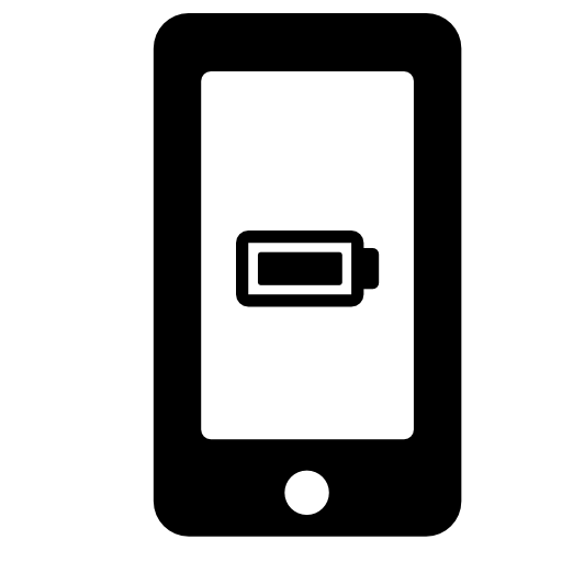 Phone battery status symbol full or empty on screen