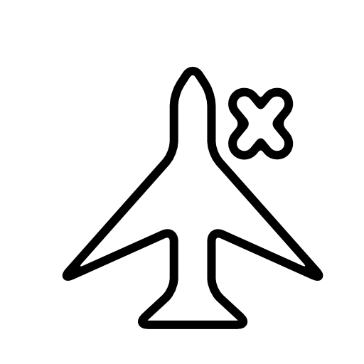 Airplane sign with a cross for phone interface