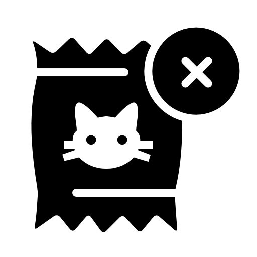 Cats food interface symbol with a cross