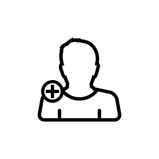 Man close up outline with plus symbol for interface add button