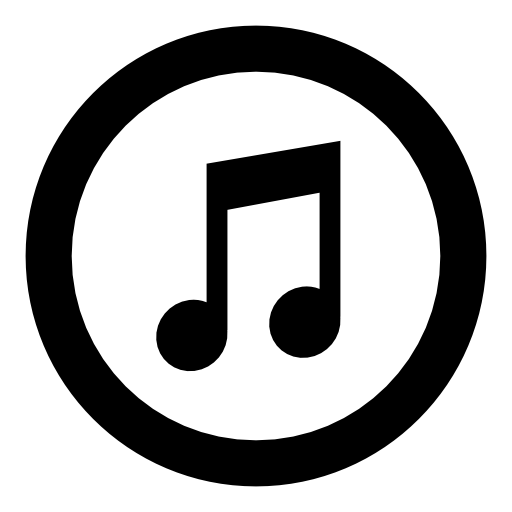 Itunes logo of amusical note inside a circle