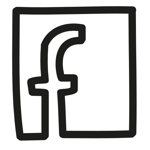 Facebook letter logo in a square hand drawn outline