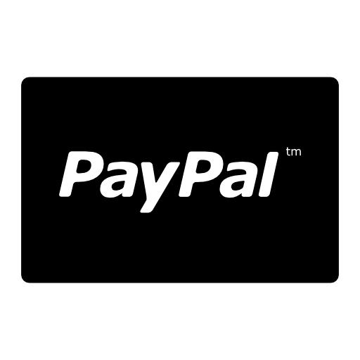 PayPal logo in rectangular black card