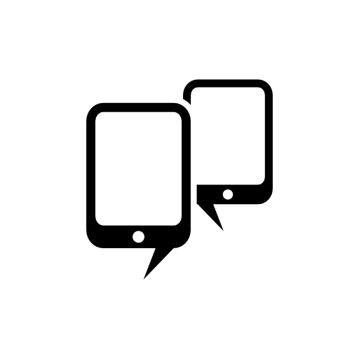 Mobileforum symbol of two cellphones like speech bubbles
