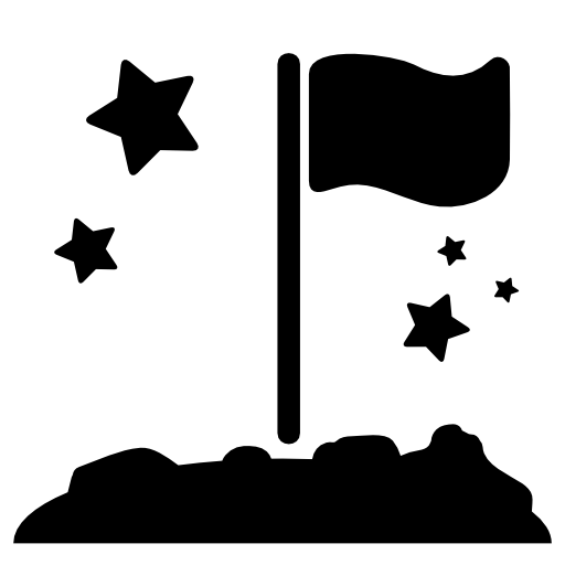 Flag on a planet under stars