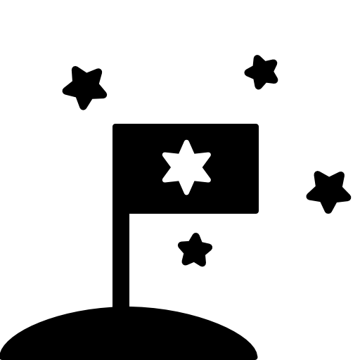 Flag on planet with star surrounded by stars