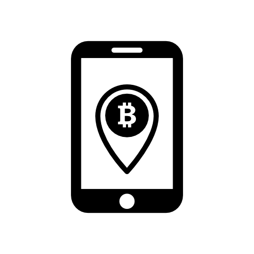 Bitcoin mobile phone with a placeholder symbol on screen