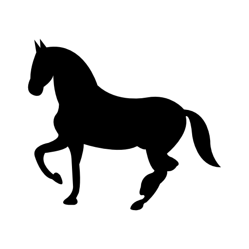 Dancing black horse shape of side view