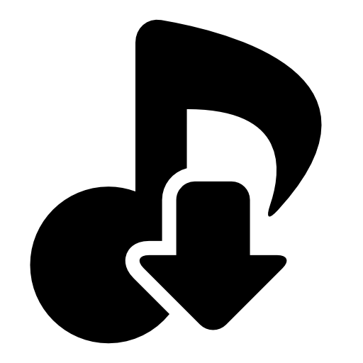 Download musical theme symbol of a music note with an arrow pointing down
