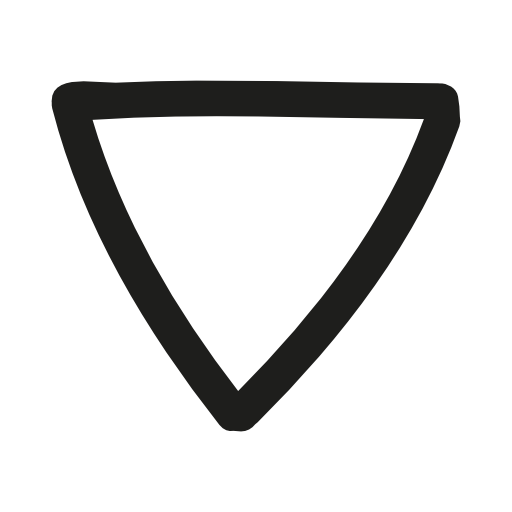 Down arrow hand drawn triangle