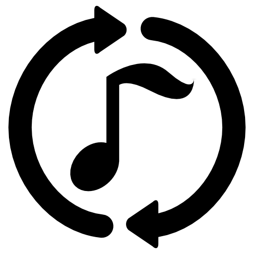 Music note with loop circular arrows around