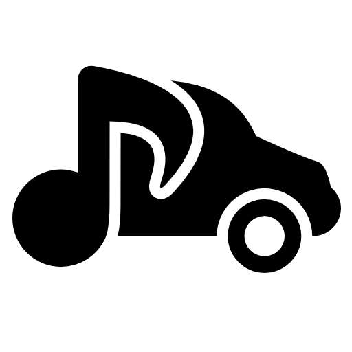 Music note over a half black car