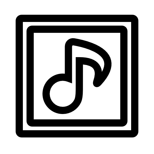 Musical note outline symbol inside two squares