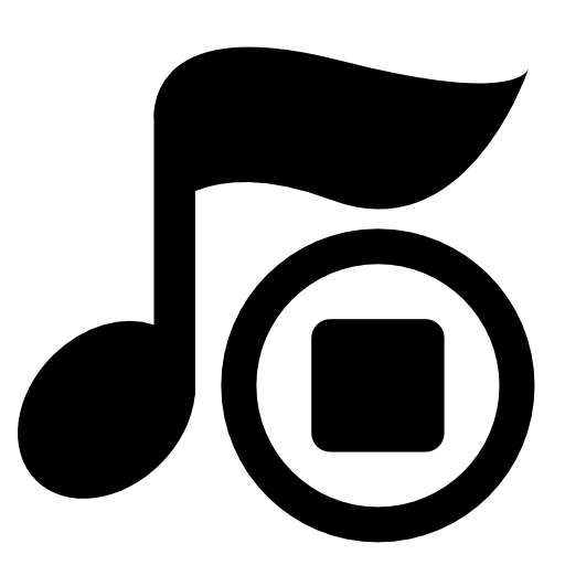 Music note symbol with stop button