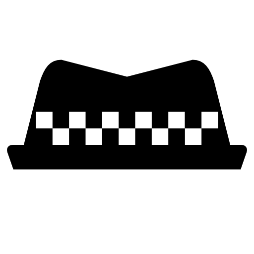 Hat with checkered ribbon