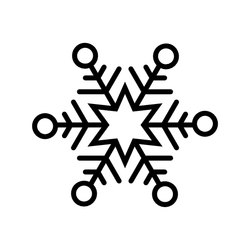 Flakes of snow with six point star and circle outlines
