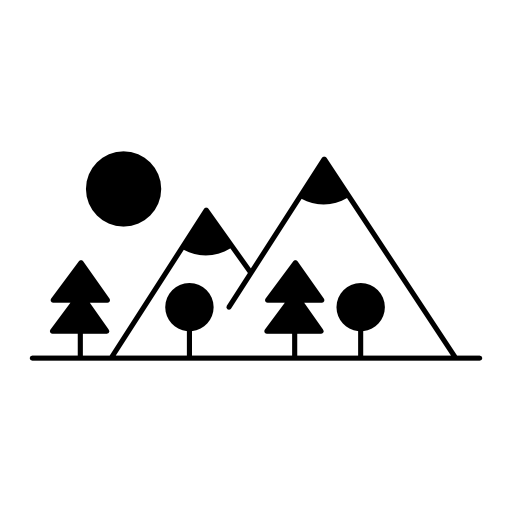 Mountain side with trees made up different shapes