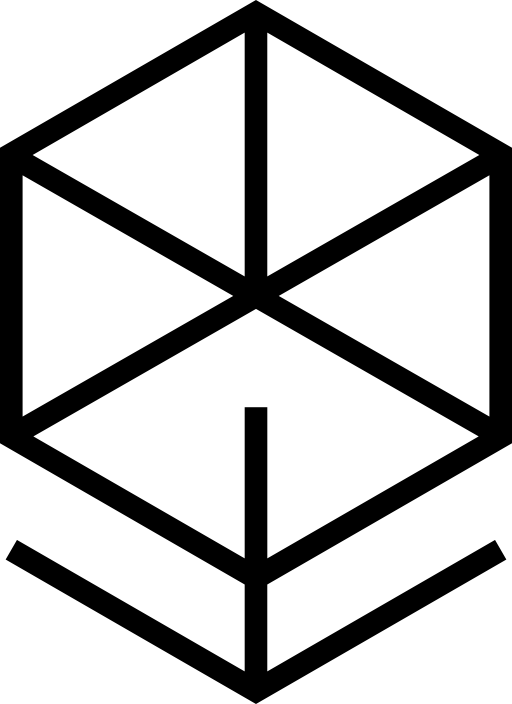 Arrow down of a cube outline