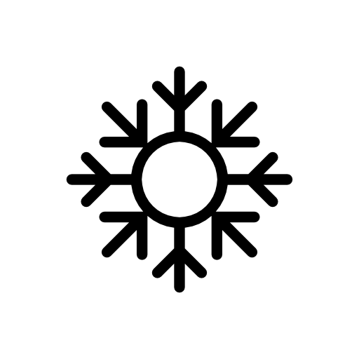 Snowflake with circle outline and arrows pointing to center