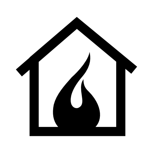 Fire inside a home like heating symbol
