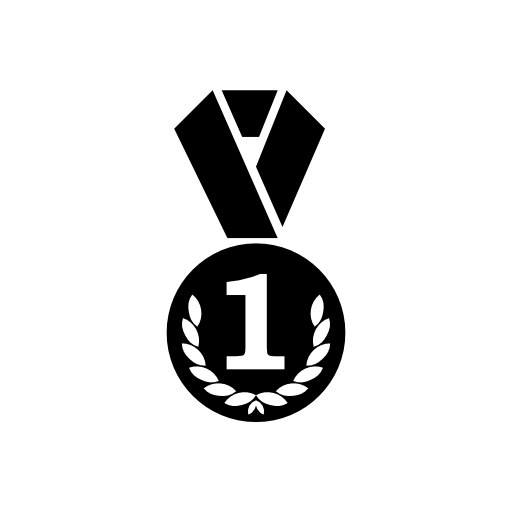 Circle medal with wreath and number 1 sign