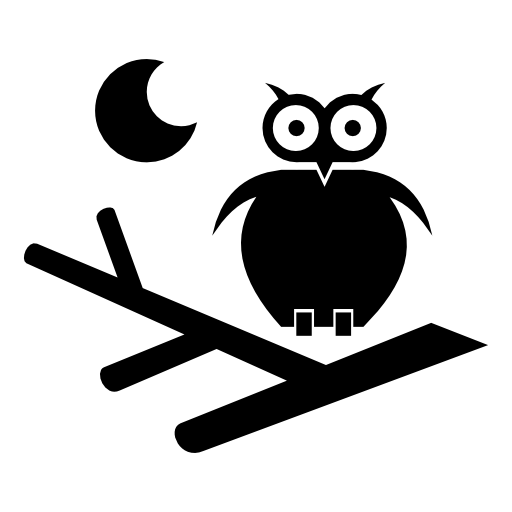 Halloween scene with an owl on a branch and the moon