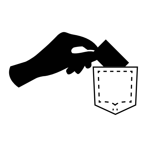 Criminal hand subtracting an object from a pocket