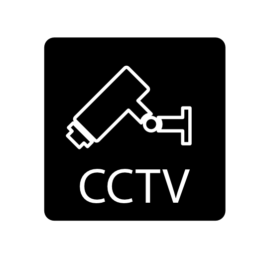 Surveillance camera outline in a square with cctv letters