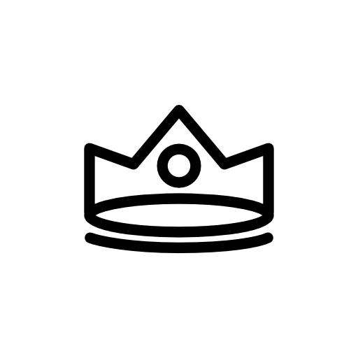 Royal crown outline with circle outline at the center