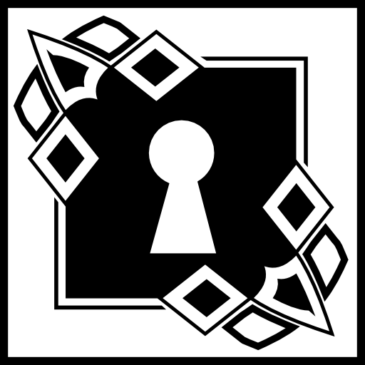 Keyhole with border design inside a square