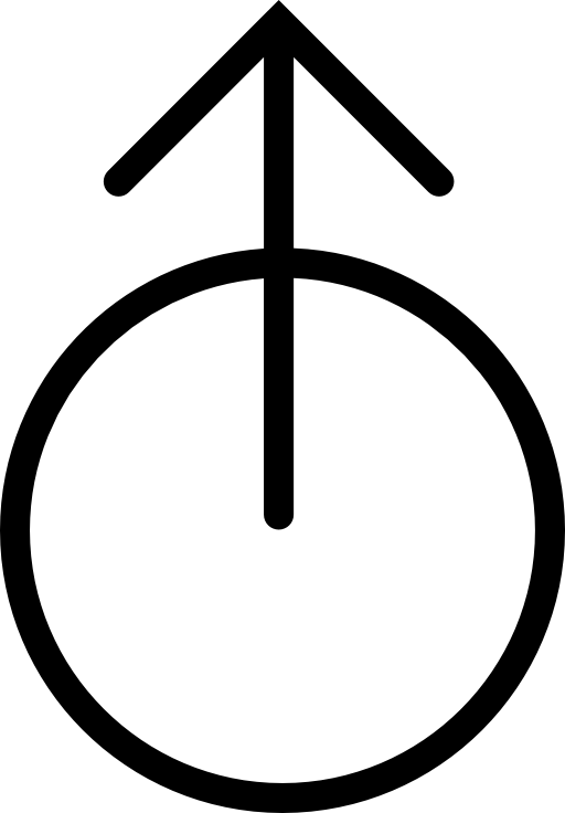 Arrow up out from the center of a circle outline