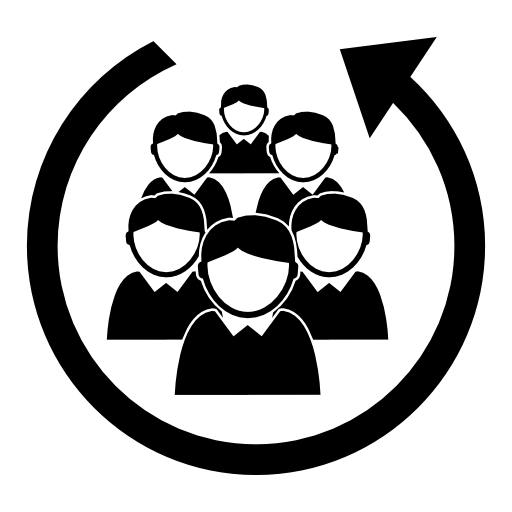 Staff people group in a circular arrow