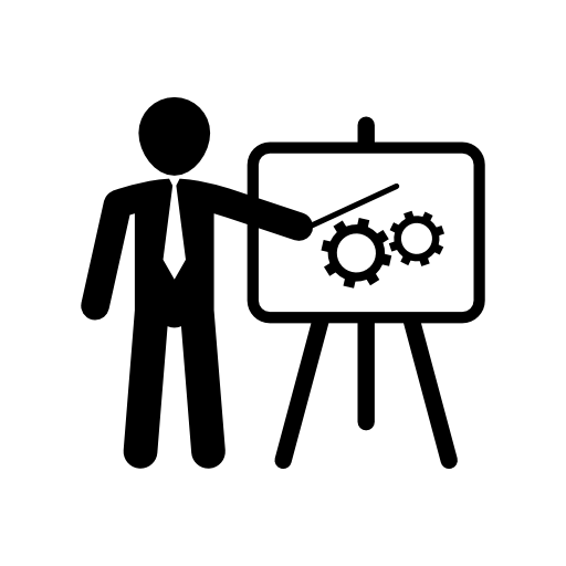 Businessman in apresentation with a graphic on a board