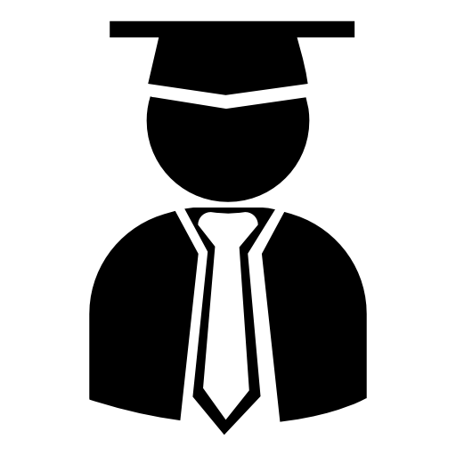 Graduate student with graduation cap, toga and tie