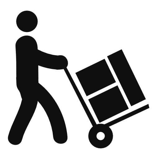 Person transporting box with a Shopping Cart
