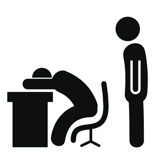 Standing man looking other laying sleeping on a desk