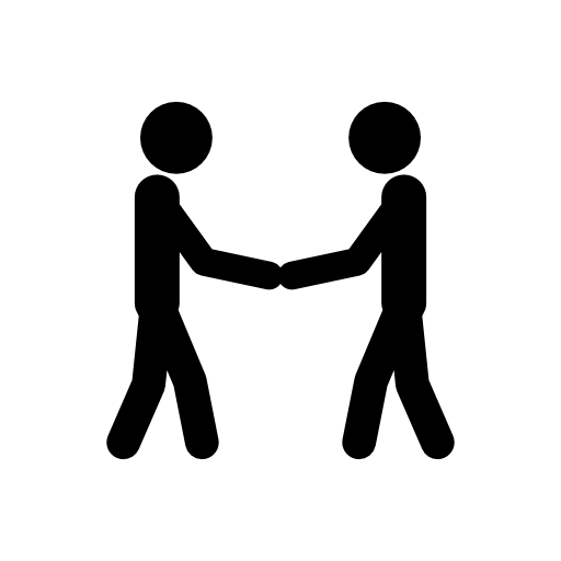 Two stick man variants shaking hands