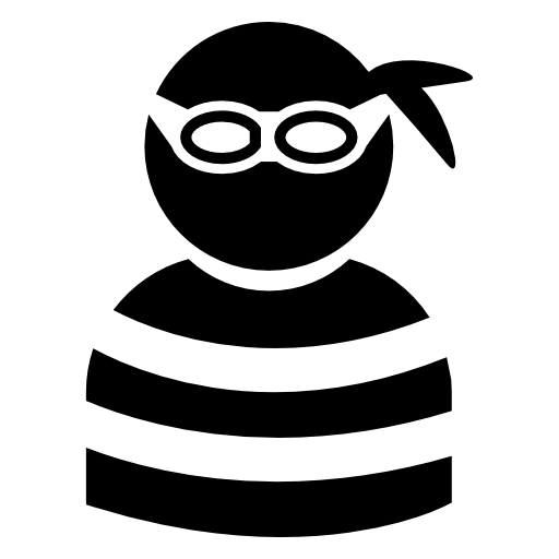 Criminal wearing eye piece and striped top