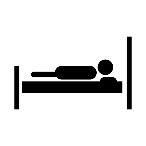 Bed with a person lying on it