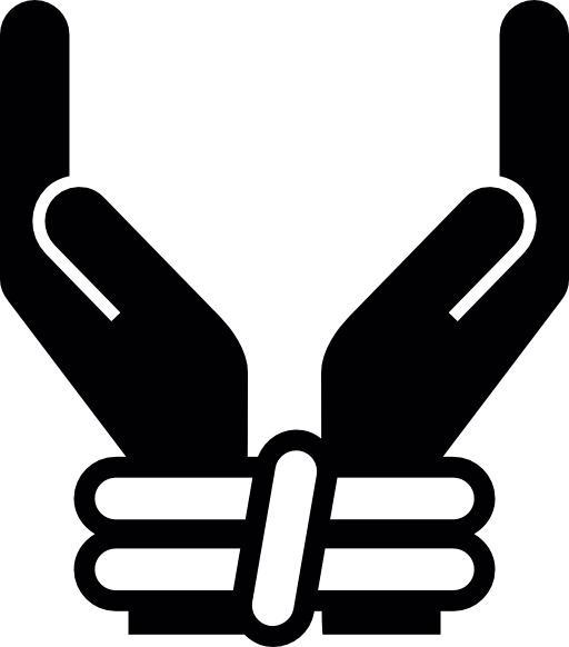 Human prisoner tied hands