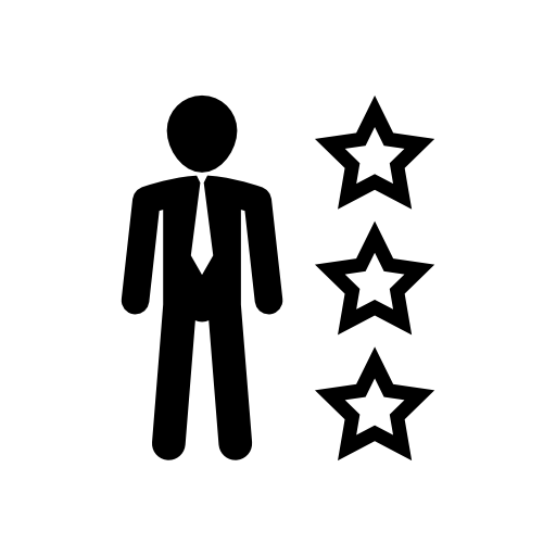 Man in business attire with three stars outline