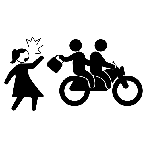 Motorcyclists criminals stealing woman bag